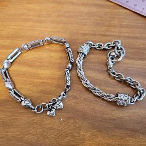 Lot 2 Bracelets 1 Brighton Heart Link 1 Heart Barrel  Both 8" Adustable